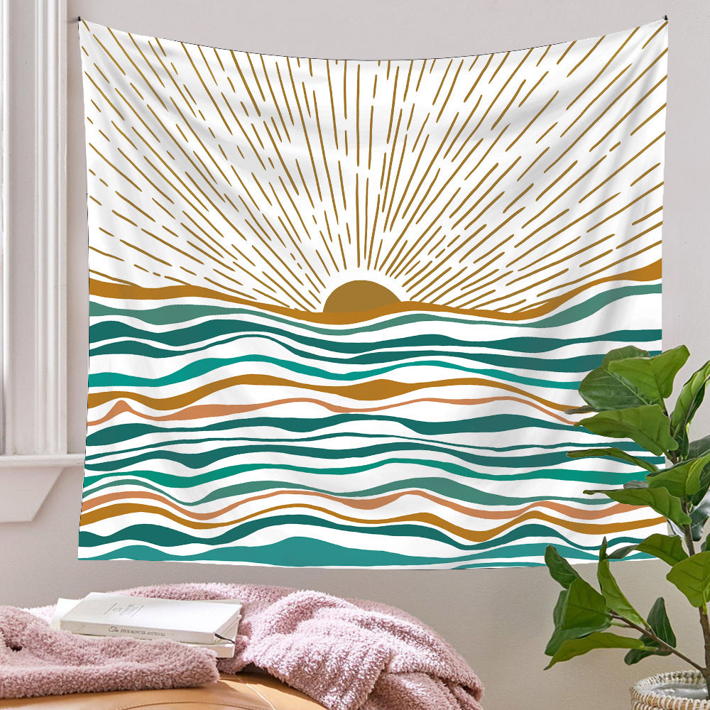 Boho Sun Wave Wall Tapestry – Minimalist Aesthetic Room Decor