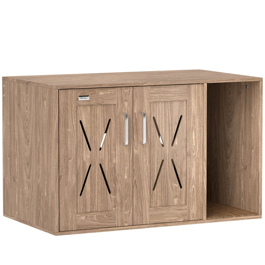 The Walnut Hideaway: Cat Litter Enclosure & Scratcher