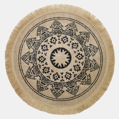 Boho Round Jute Fringe Placemats – Natural Woven Table Decor