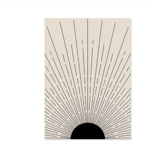 Boho Abstract Line Canvas Wall Art Print – Minimalist Face & Botanical Line Drawing