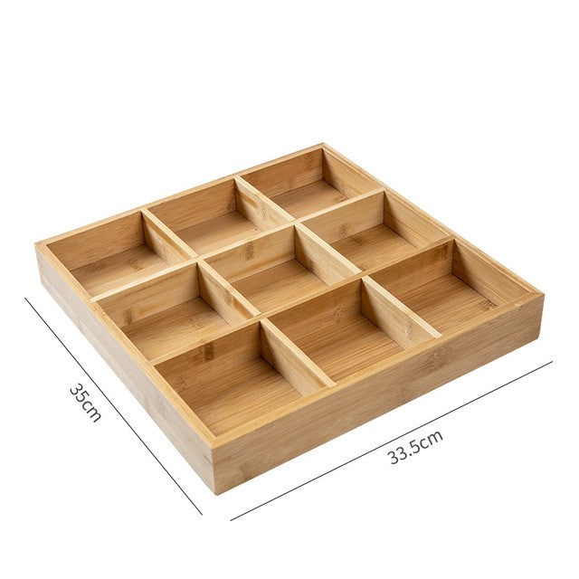 Bamboo Divided Serving Tray – Natural Compartment Snack & Appetizer Organizer