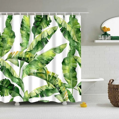 Island Oasis Tropical Botanical Shower Curtain – Lush Monstera Bathroom Curtain