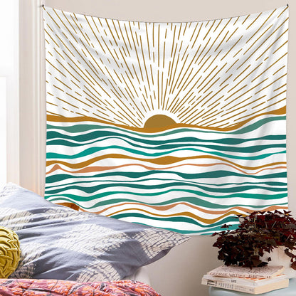 Boho Sun Wave Wall Tapestry – Minimalist Aesthetic Room Decor