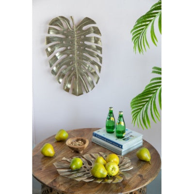 Gilded Monstera Luxe Wall Sculpture & Tray