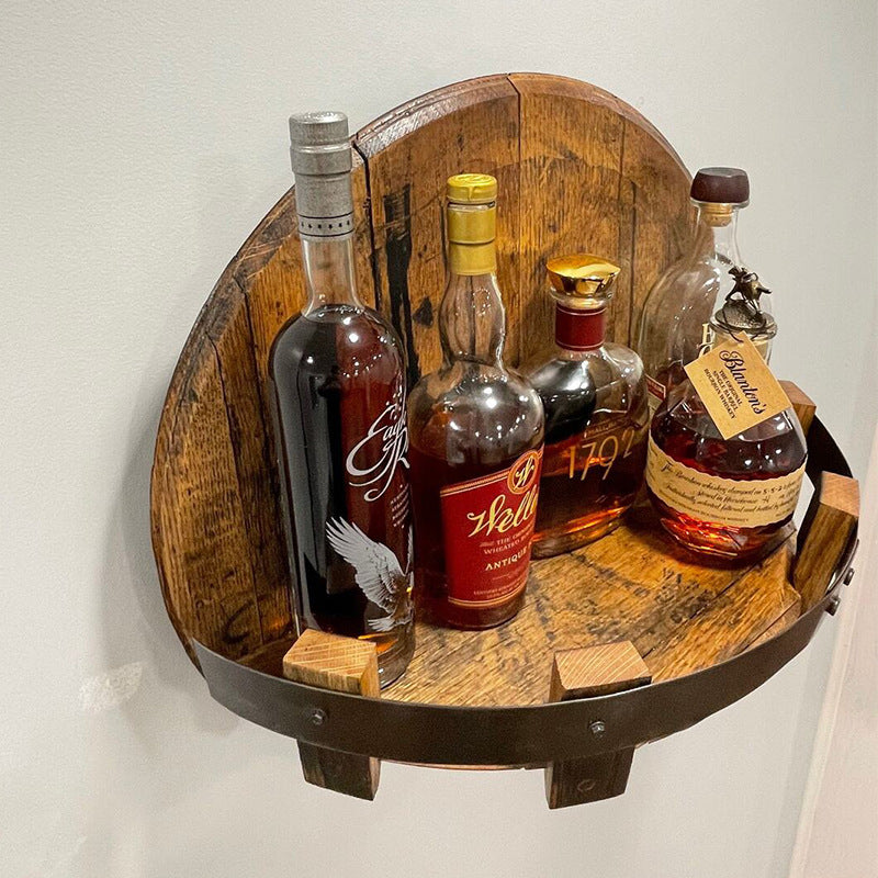 Wooden Wall-Mounted Wine Display Shelf