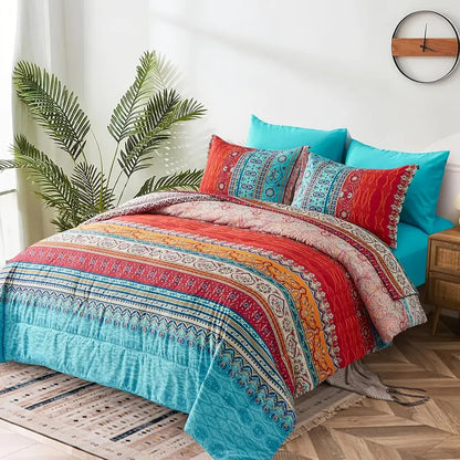 Artisan Crimson Bohemian Duvet Cover Set (Breathable Soft Bedding Set)