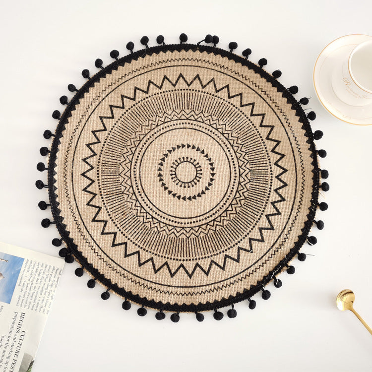 Boho Round Jute Fringe Placemats – Natural Woven Table Decor