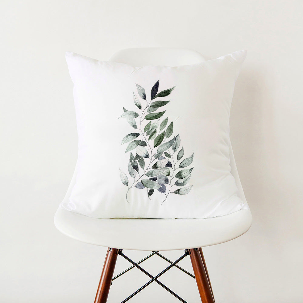 Verdant Minimalist Green Leaf Pillow Cover