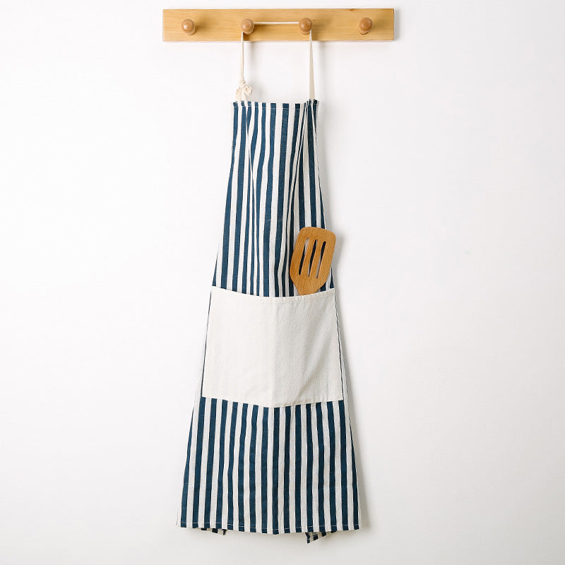 Linen-Cotton Kitchen Apron with Front Pocket