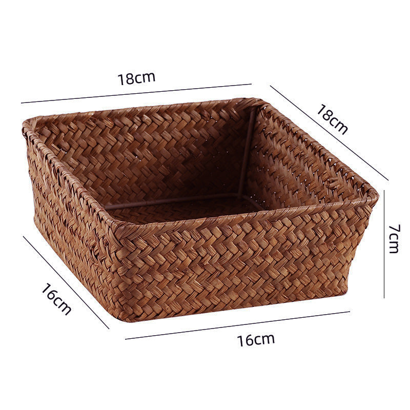 Handwoven Seagrass Storage Basket – Eco-Friendly Desktop & Home Organizer