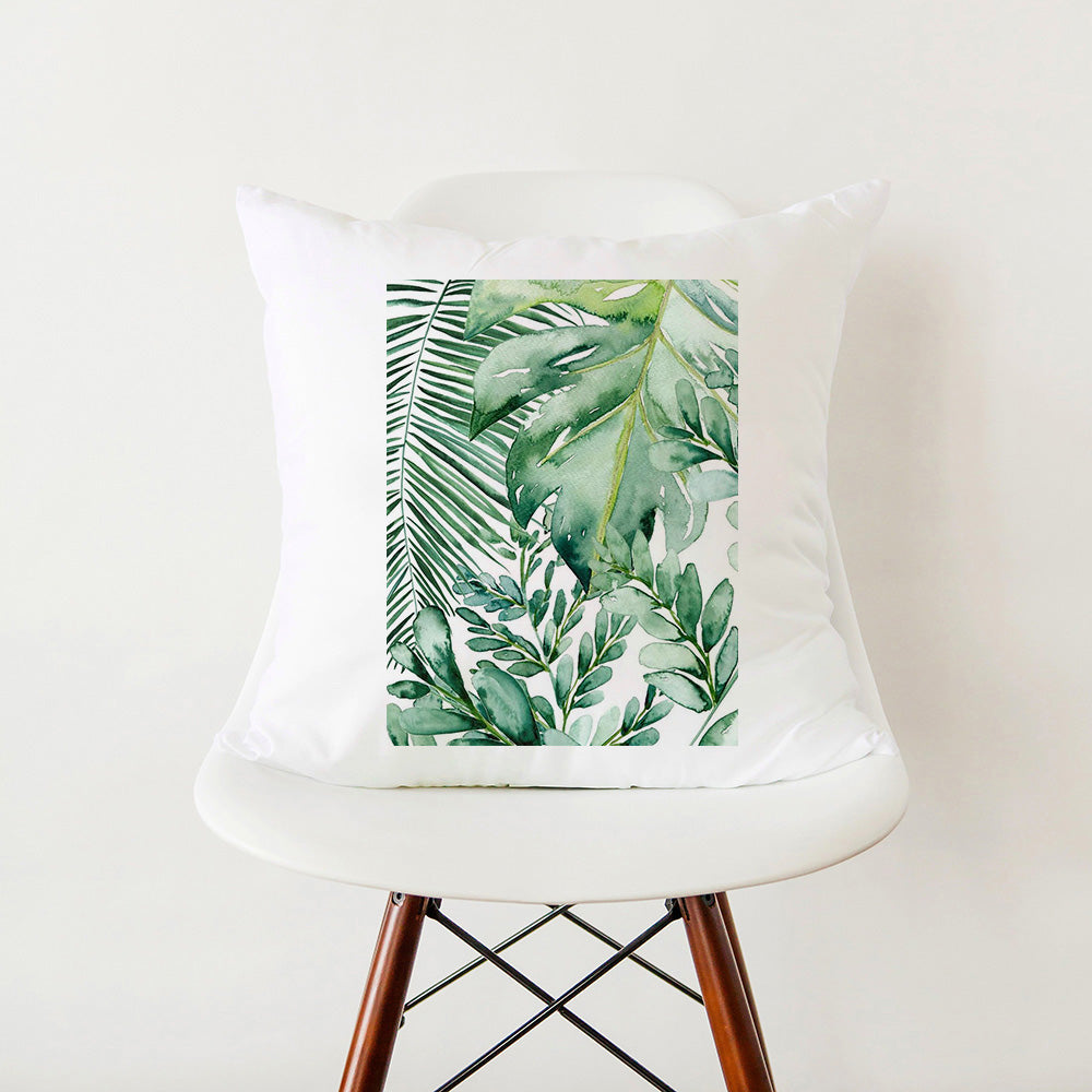 Verdant Minimalist Green Leaf Pillow Cover