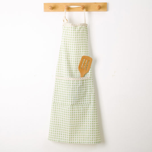 Linen-Cotton Kitchen Apron with Front Pocket
