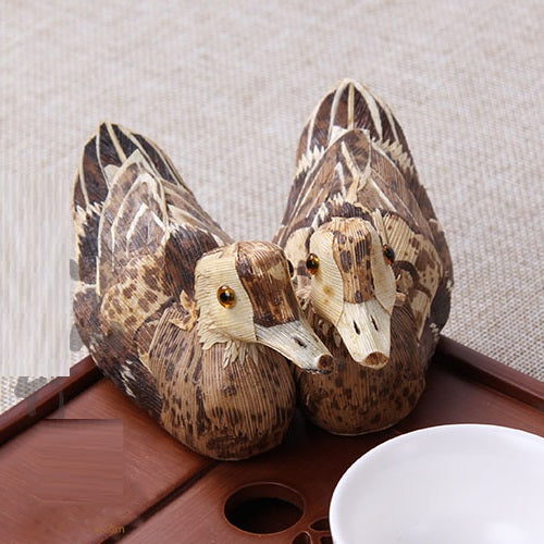 Handmade Bamboo Shoot Shell Duck Tea Pet Figurine