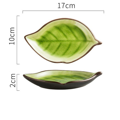Botanical Ice-Crack Porcelain Leaf Serving Plate