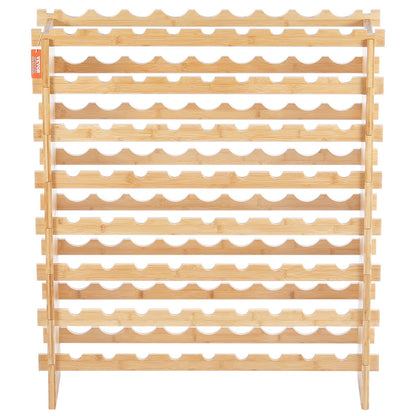 Modular 72-Bottle Bamboo Wine Rack for Home & Cellar