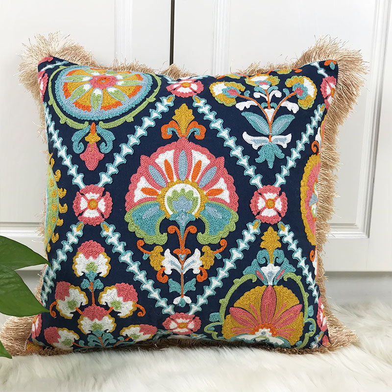 Embroidered Boho Pillowcase