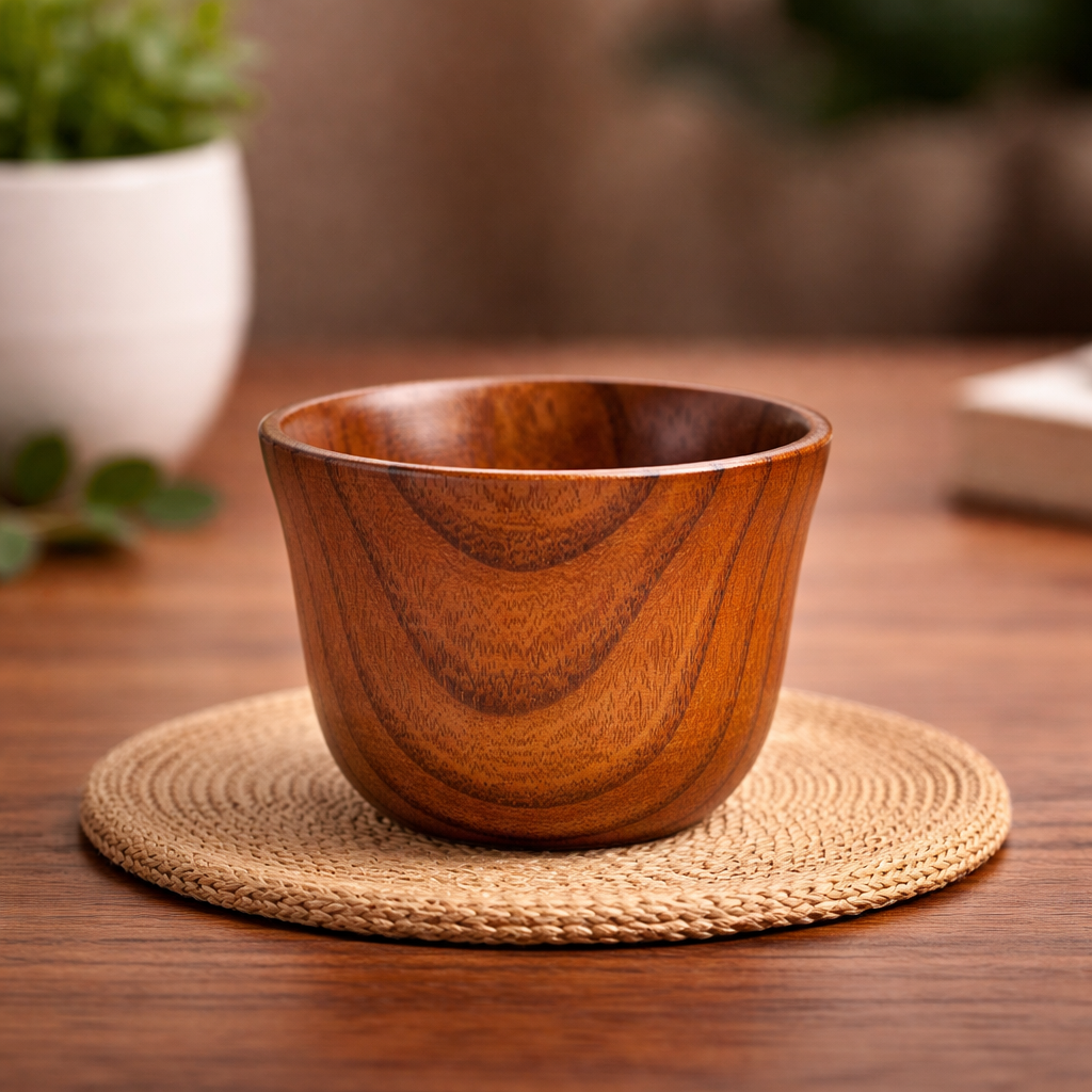 Rustic Handcrafted Spruce Wood Cup – Natural Wooden Tea & Coffee Mug
