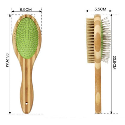 Bamboo Dog Brush Double-Sided Grooming Comb