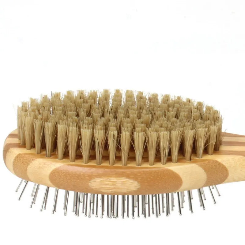 Bamboo Dog Brush Double-Sided Grooming Comb