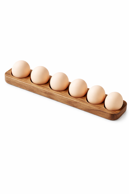 Acacia Wood Egg Holder Tray – Minimalist Kitchen Storage Organizer