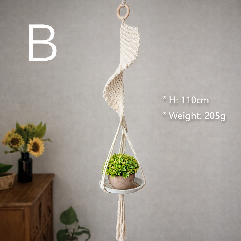 Boho Cotton Rope Hanging Plant Holder – Minimalist Indoor Macramé Planter Hanger