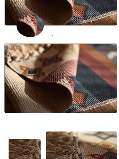 Hemp Blend Boho Geometric Runner Rug with Tassels