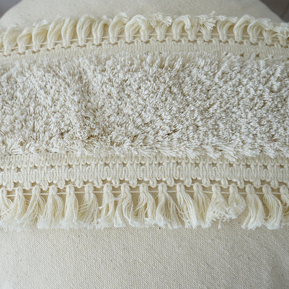 Artisan Tufted Boho Canvas Pillow Cover with Tassels
