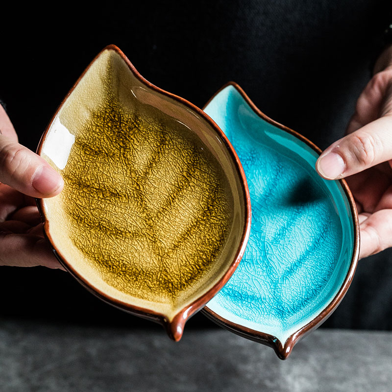 Botanical Ice-Crack Porcelain Leaf Serving Plate