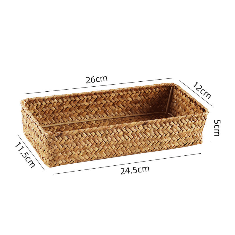Handwoven Seagrass Storage Basket – Eco-Friendly Desktop & Home Organizer
