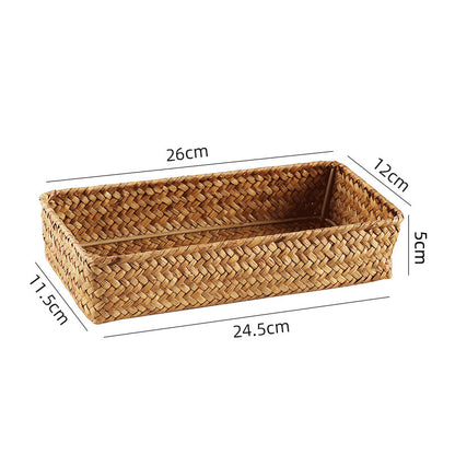 Handwoven Seagrass Storage Basket – Eco-Friendly Desktop & Home Organizer