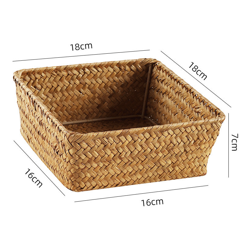 Handwoven Seagrass Storage Basket – Eco-Friendly Desktop & Home Organizer