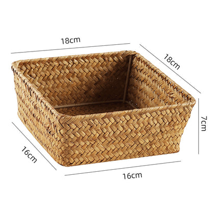 Handwoven Seagrass Storage Basket – Eco-Friendly Desktop & Home Organizer