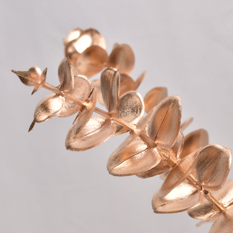 5pcs Metallic Gold Faux Eucalyptus Stems – Luxury Decorative Botanical Picks