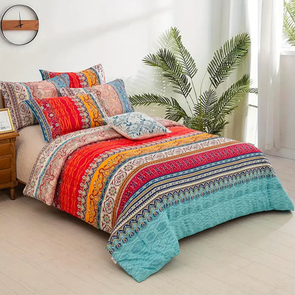 Artisan Crimson Bohemian Duvet Cover Set (Breathable Soft Bedding Set)