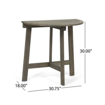 Folding Acacia Wood Half-Round Bistro Table – Space-Saving Balcony Patio Table