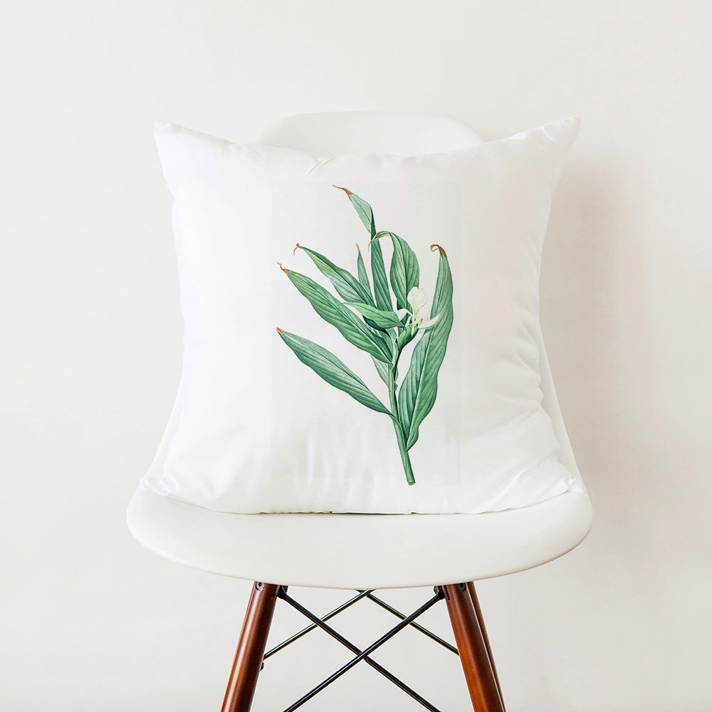 Verdant Minimalist Green Leaf Pillow Cover