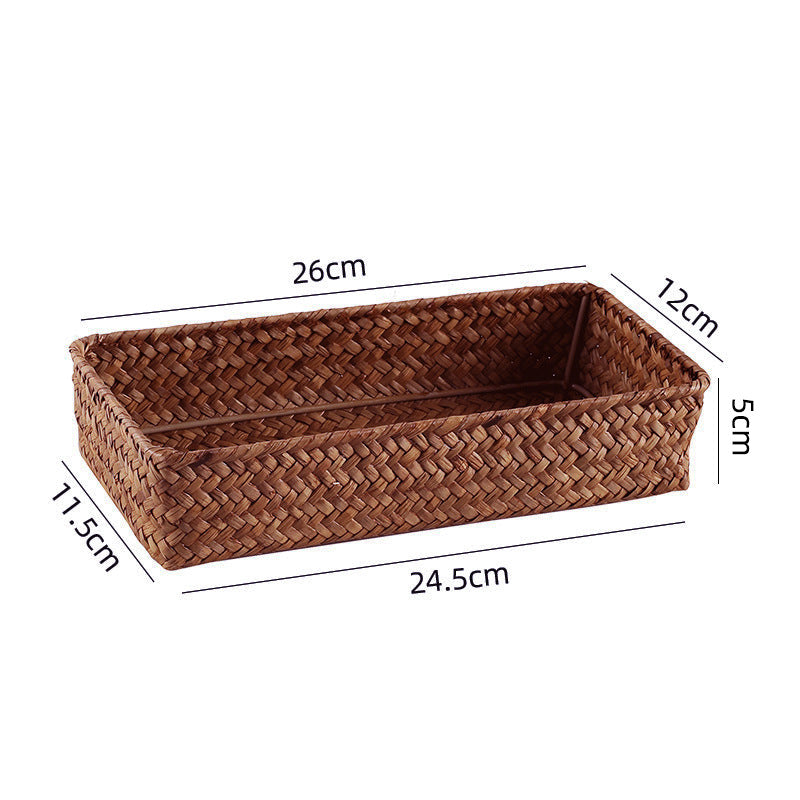 Handwoven Seagrass Storage Basket – Eco-Friendly Desktop & Home Organizer