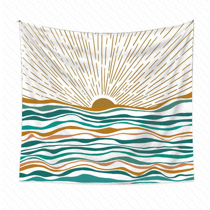 Boho Sun Wave Wall Tapestry – Minimalist Aesthetic Room Decor