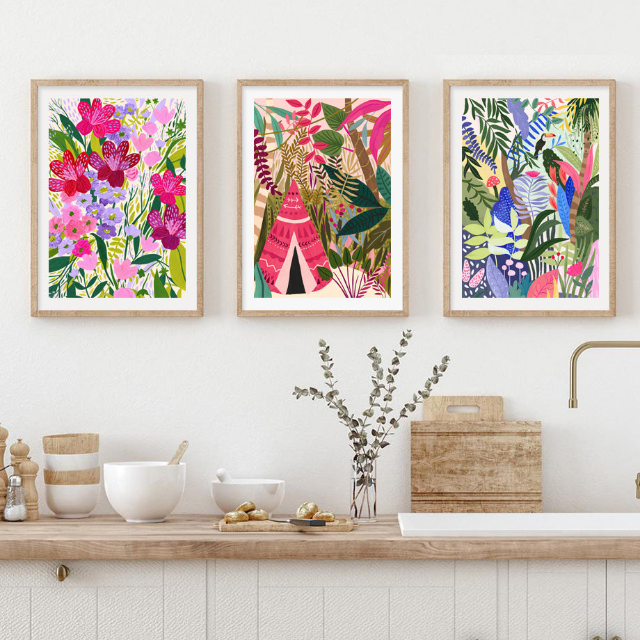 Tropical Jungle Animal Canvas Wall Art – Safari Nursery & Kids Room Decor Collection
