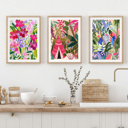 Tropical Jungle Animal Canvas Wall Art – Safari Nursery & Kids Room Decor Collection