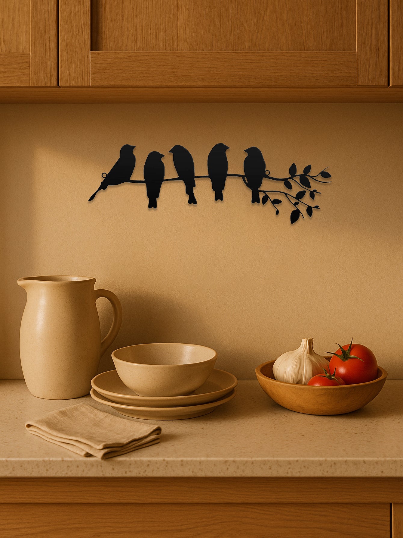Minimalist Metal Birds on Branch Wall Art – Modern Nature Wall Sculpture