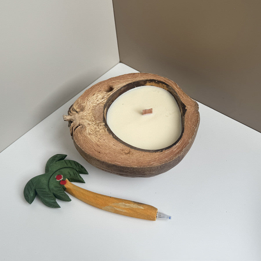Coconut Shell Boat Candle