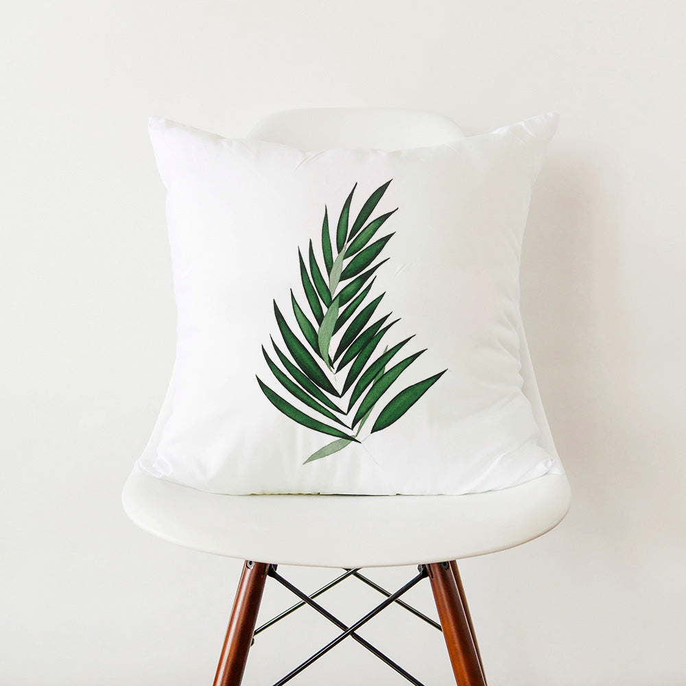 Verdant Minimalist Green Leaf Pillow Cover