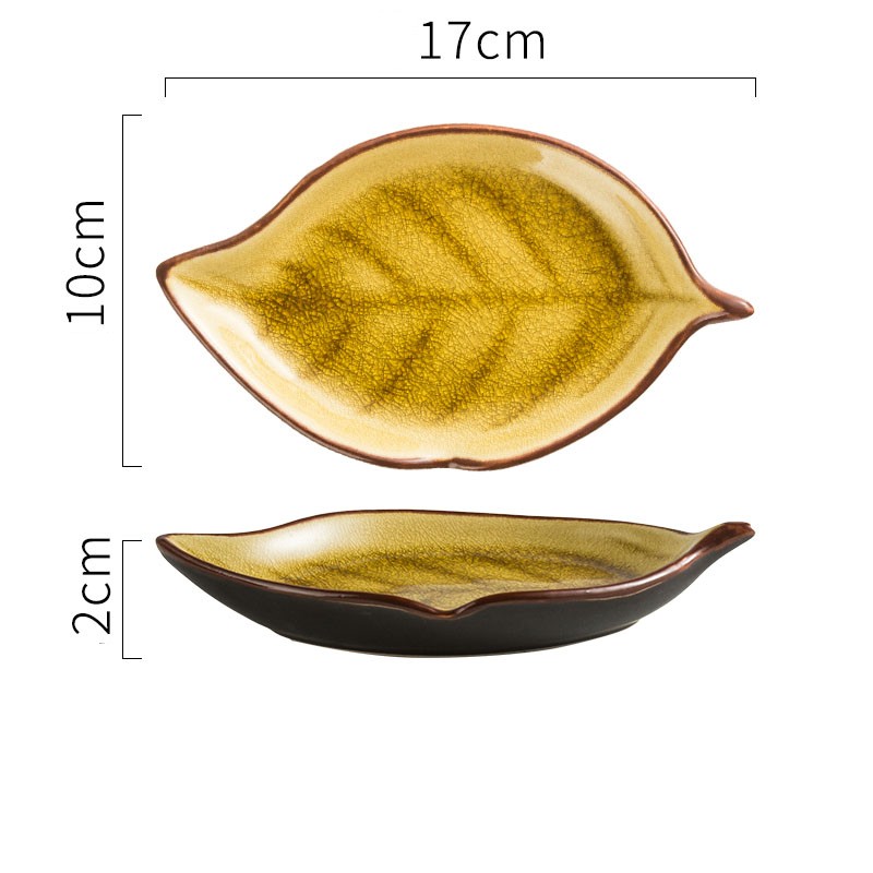 Botanical Ice-Crack Porcelain Leaf Serving Plate