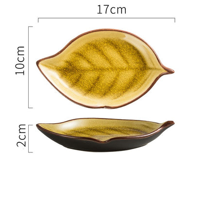 Botanical Ice-Crack Porcelain Leaf Serving Plate