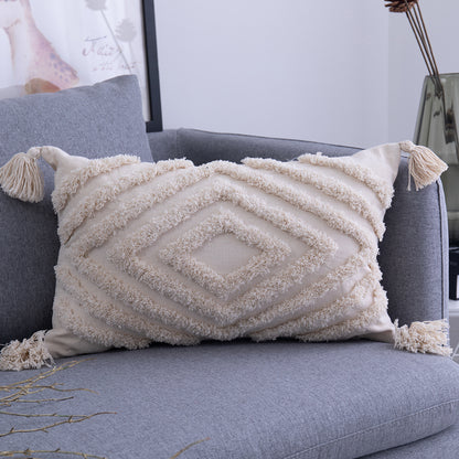 Artisan Boho Lace Cotton Throw Pillow with Insert