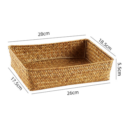 Handwoven Seagrass Storage Basket – Eco-Friendly Desktop & Home Organizer