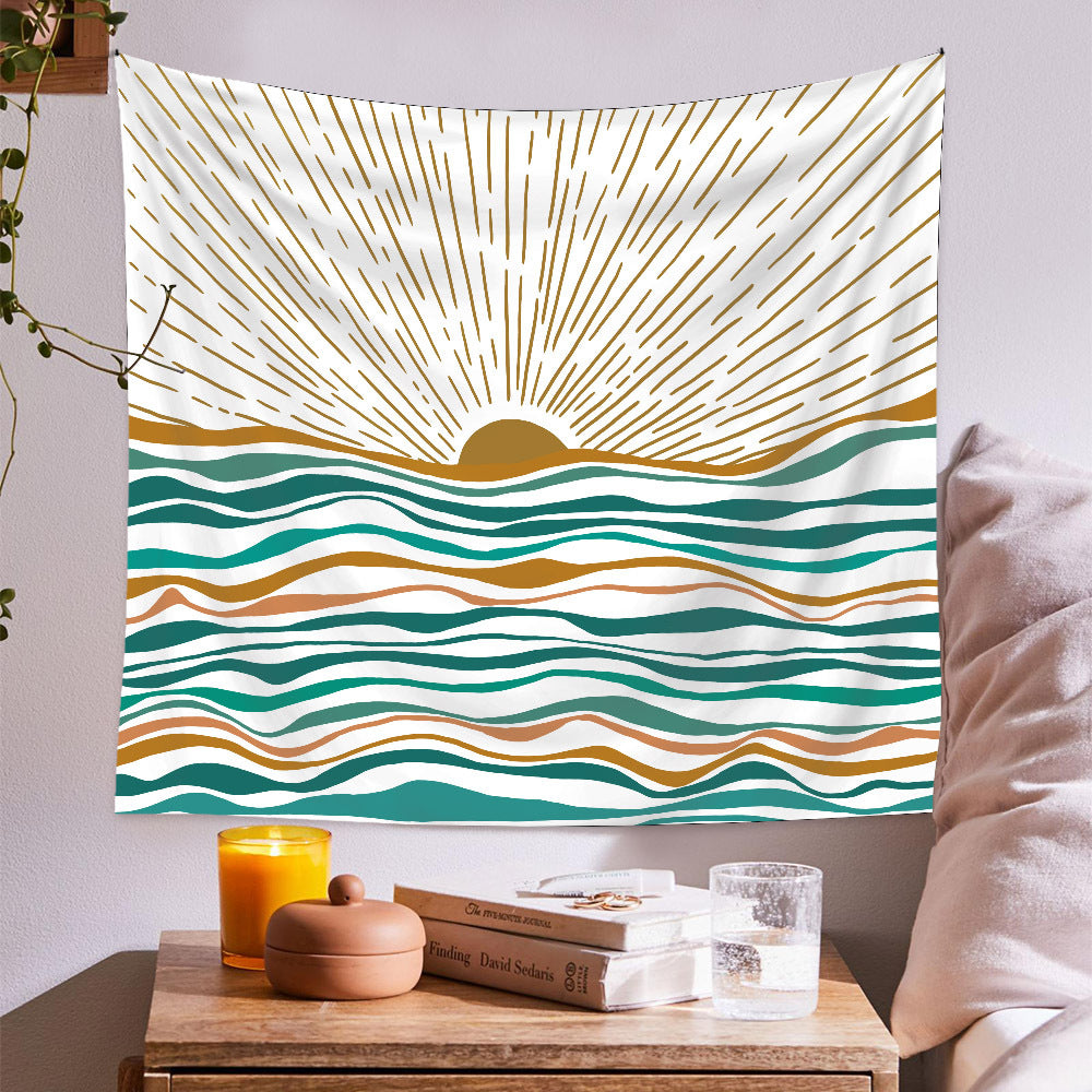 Boho Sun Wave Wall Tapestry – Minimalist Aesthetic Room Decor