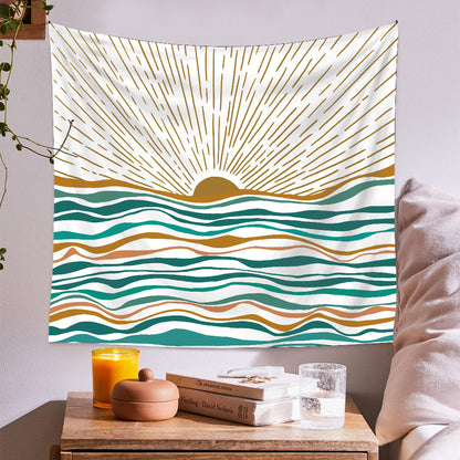 Boho Sun Wave Wall Tapestry – Minimalist Aesthetic Room Decor