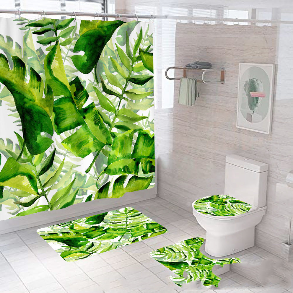 Lush Tropical Leaf Waterproof Shower Curtain